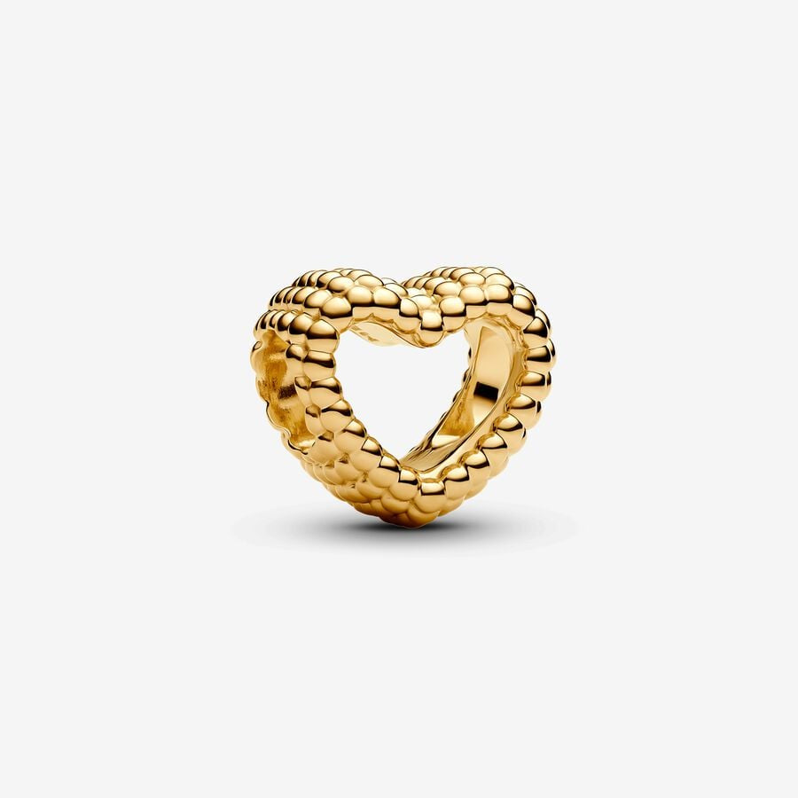 PANDORA Beaded Open Heart Charm GP 767516C00