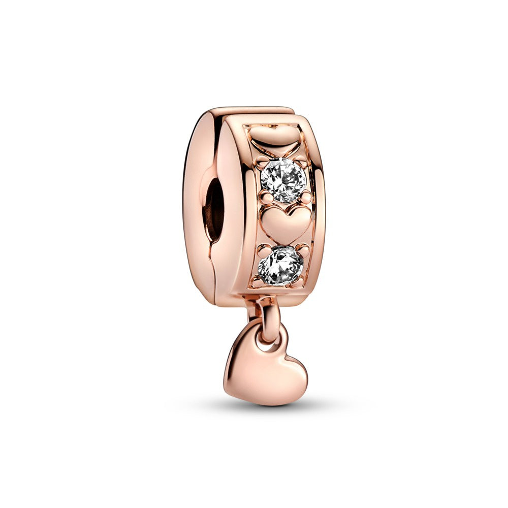 PANDORA Rose Plated Heart Clip with CZ 782253C01