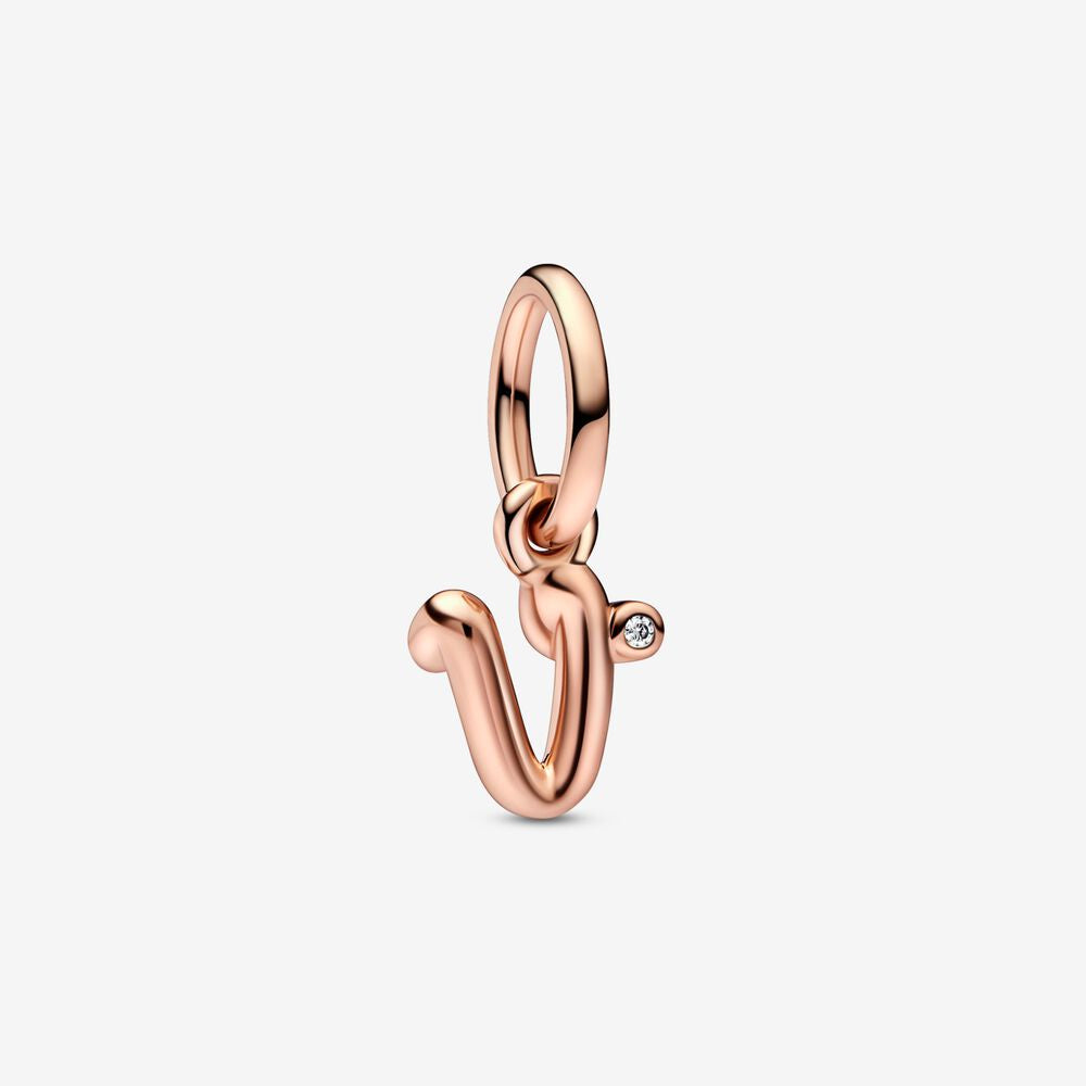 PANDORA Letter v Script Alphabet Dangle Charm 782480C01