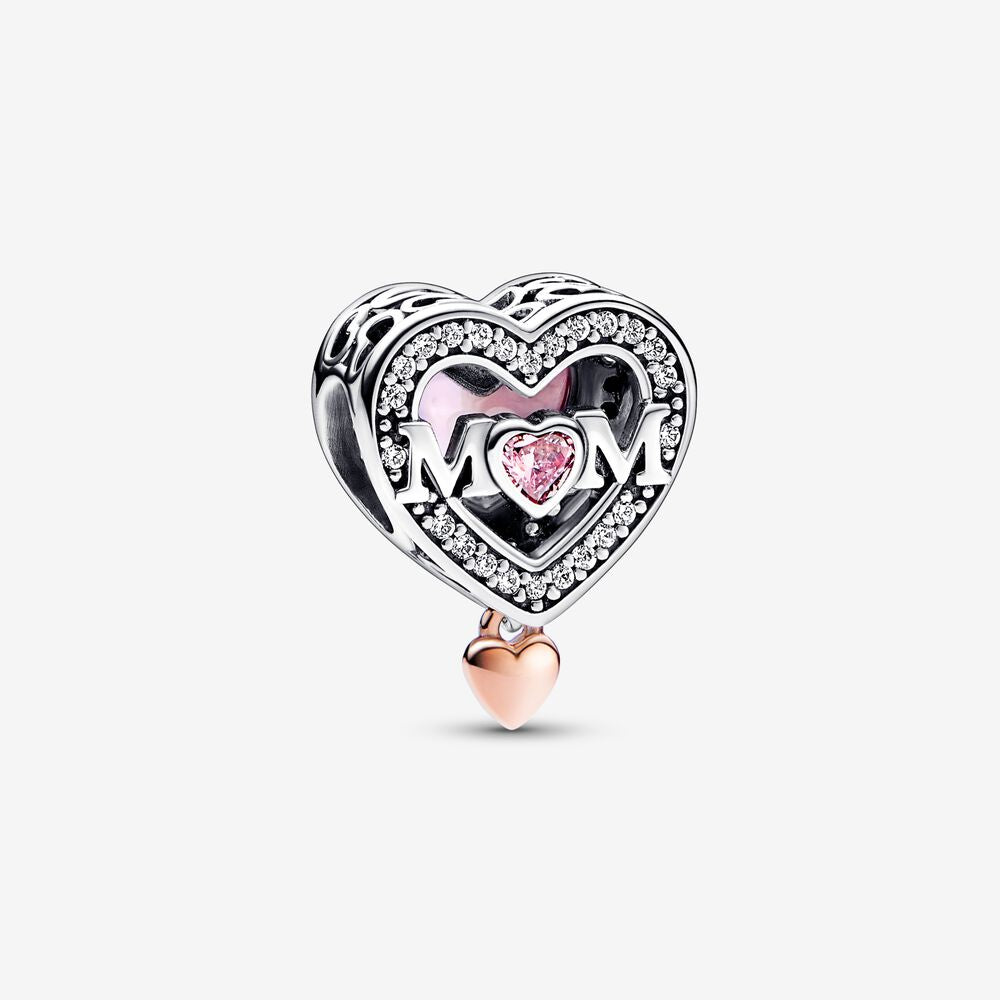 PANDORA Two-tone Openwork Mum & Heart Charm 782653C01