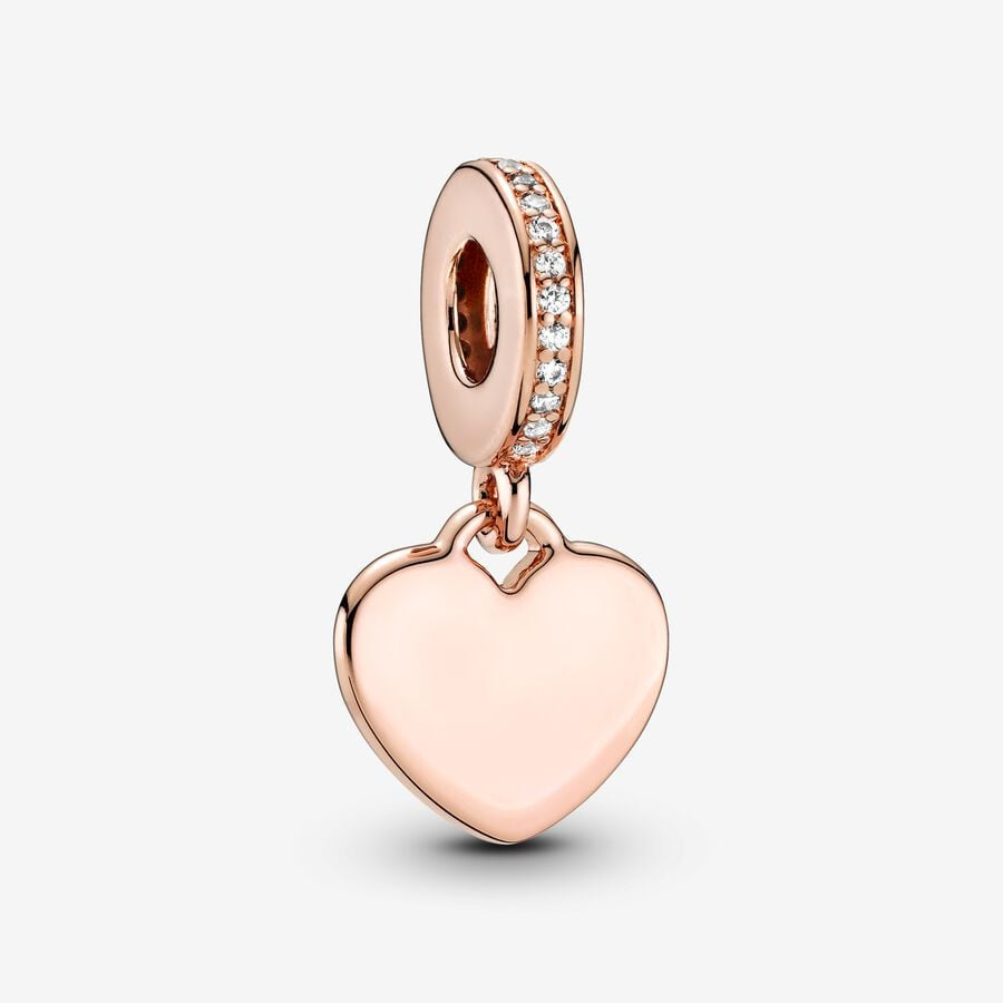 PANDORA Rose Gold Plated Engravable Heart Tag Dangle Charm 788761C01
