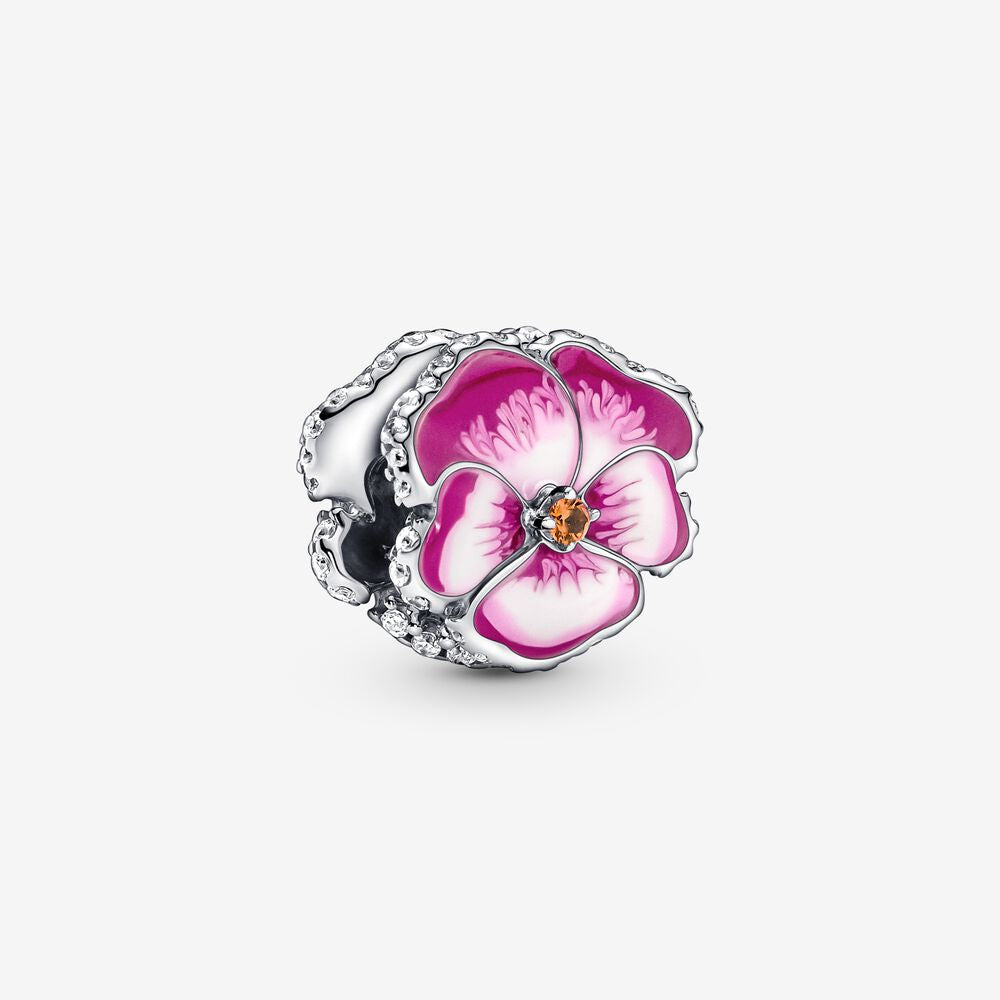 PANDORA Pink Pansy Flower Charm 790777C01