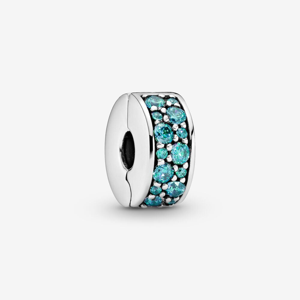 PANDORA Teal Pavé Clip Charm 791817MCZ