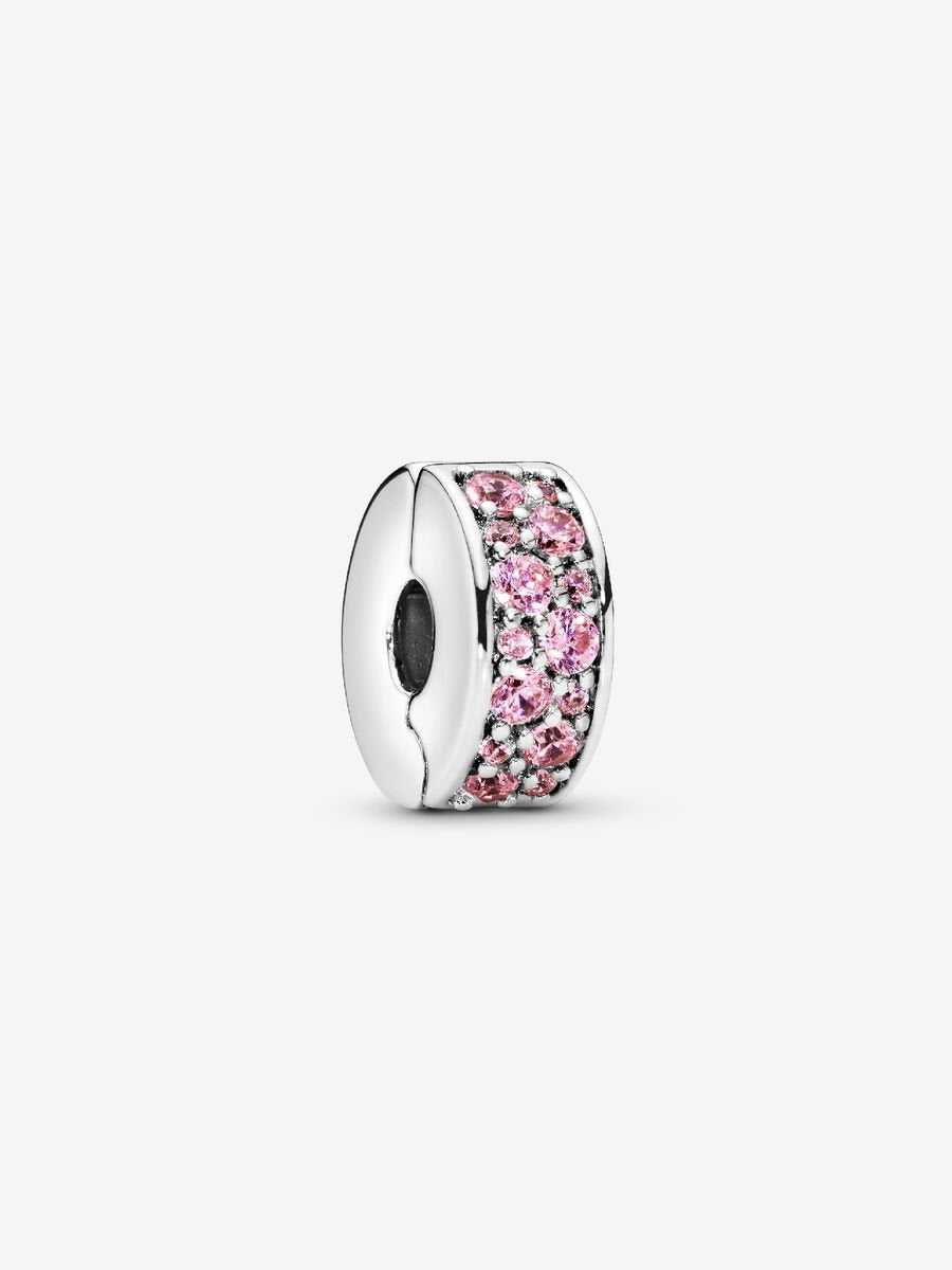 PANDORA Pink Pavé Clip Charm Sterling silver 791817PCZ