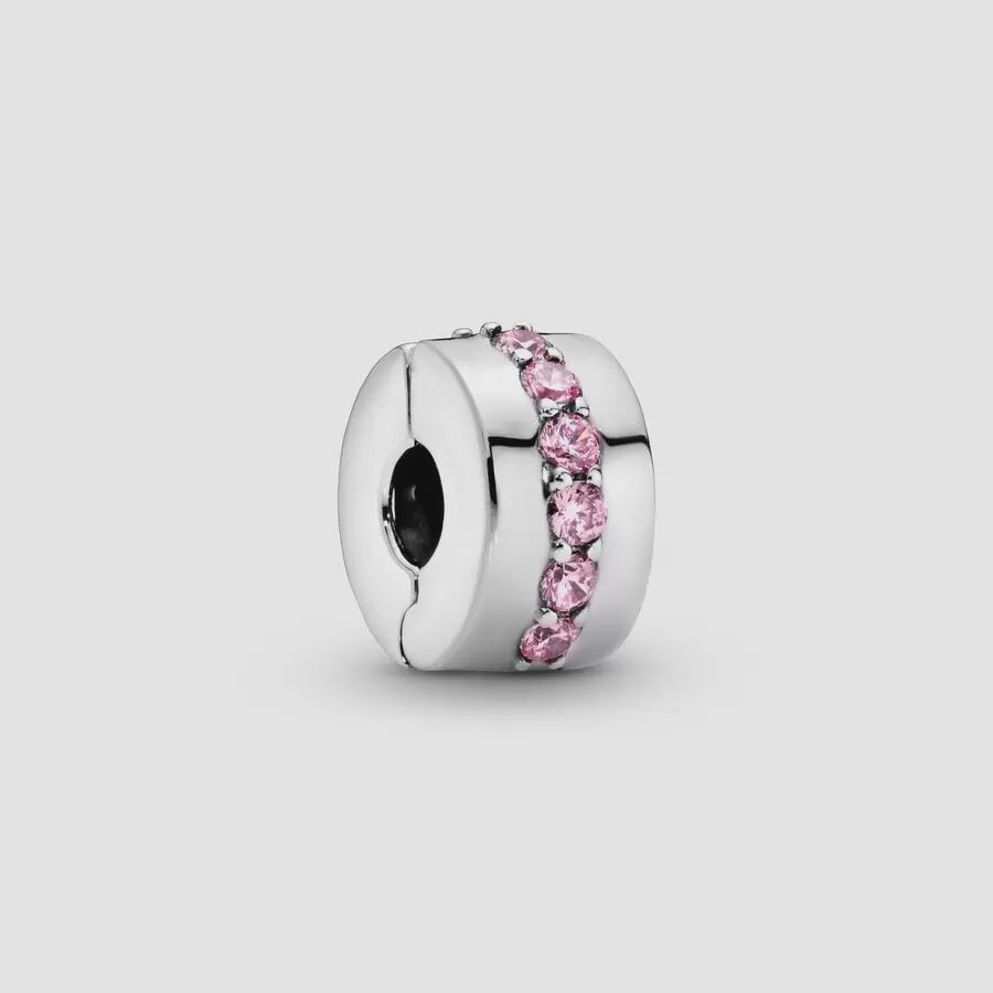 PANDORA Pink Sparkling Row Clip Charm 791972PCZ