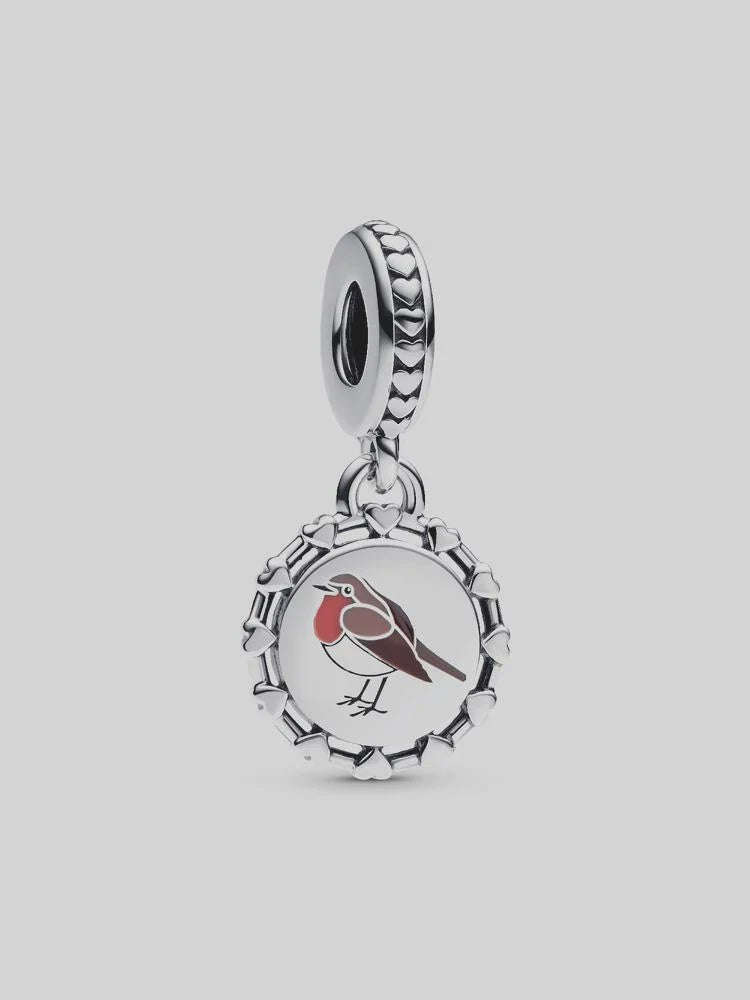 PANDORA Engravable Robin Bird Dangle Charm 792275C00_E023