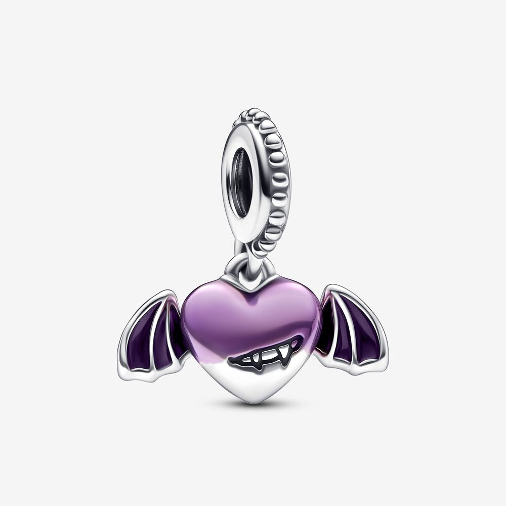 PANDORA Vampire Heart Silver Dangle with Shaded Purple Enamel 792290C01