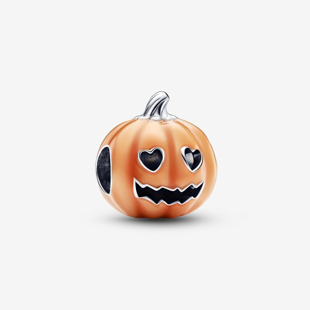 PANDORA Silver Pumpkin Charm with Glow in the Dark Transparent Orange Enamel 792291C01
