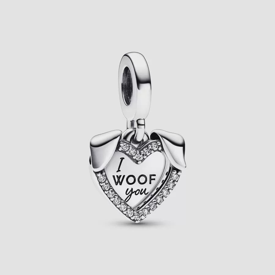 PANDORA Heart & Dog Double Dangle Charm 792647C01