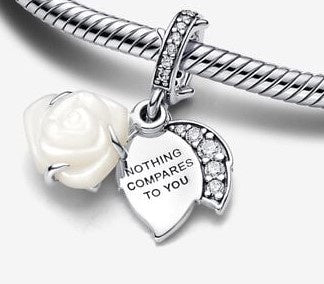 PANDORA White Rose in Bloom Double Dangle Charm 793200C01