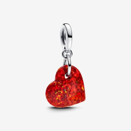 PANDORA Opalescent Red Heart Dangle Charm Lab Created Opal 793348C01