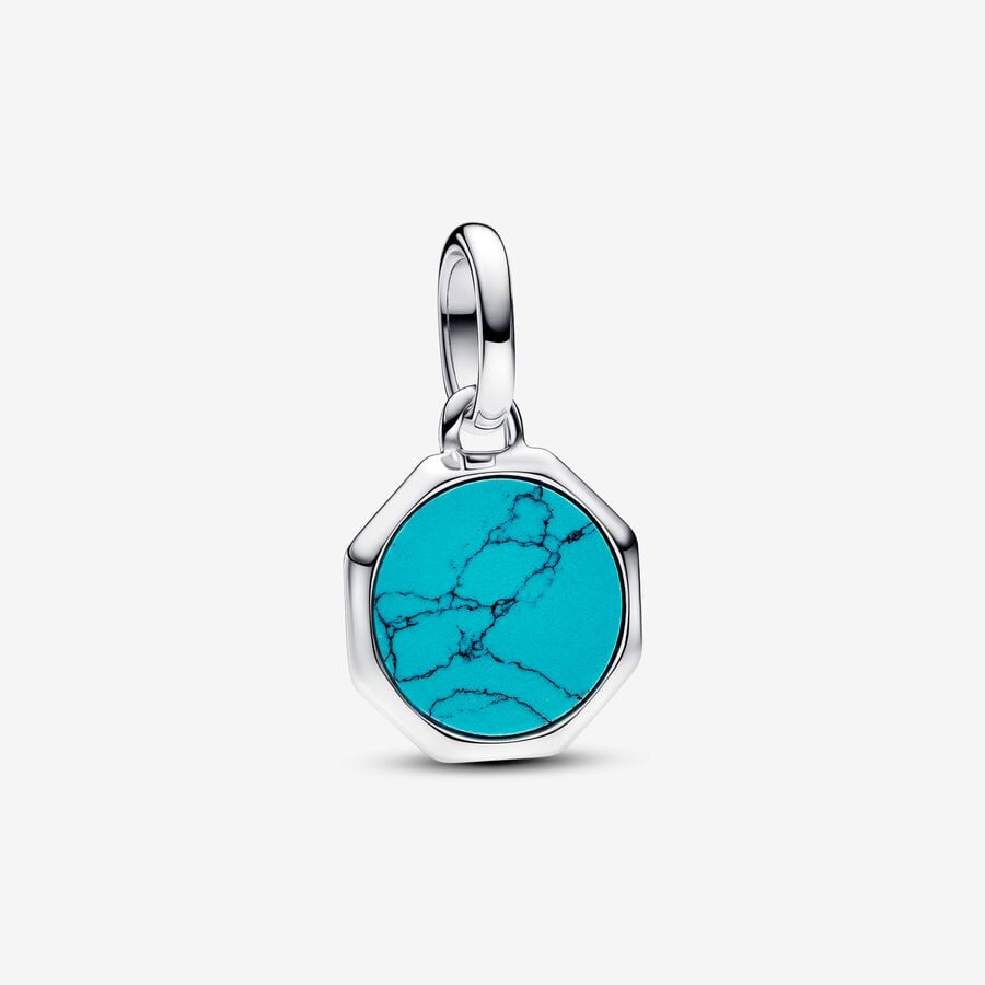 PANDORA Turquoise-coloured Engravable Mini Medallion Charm 793388C01