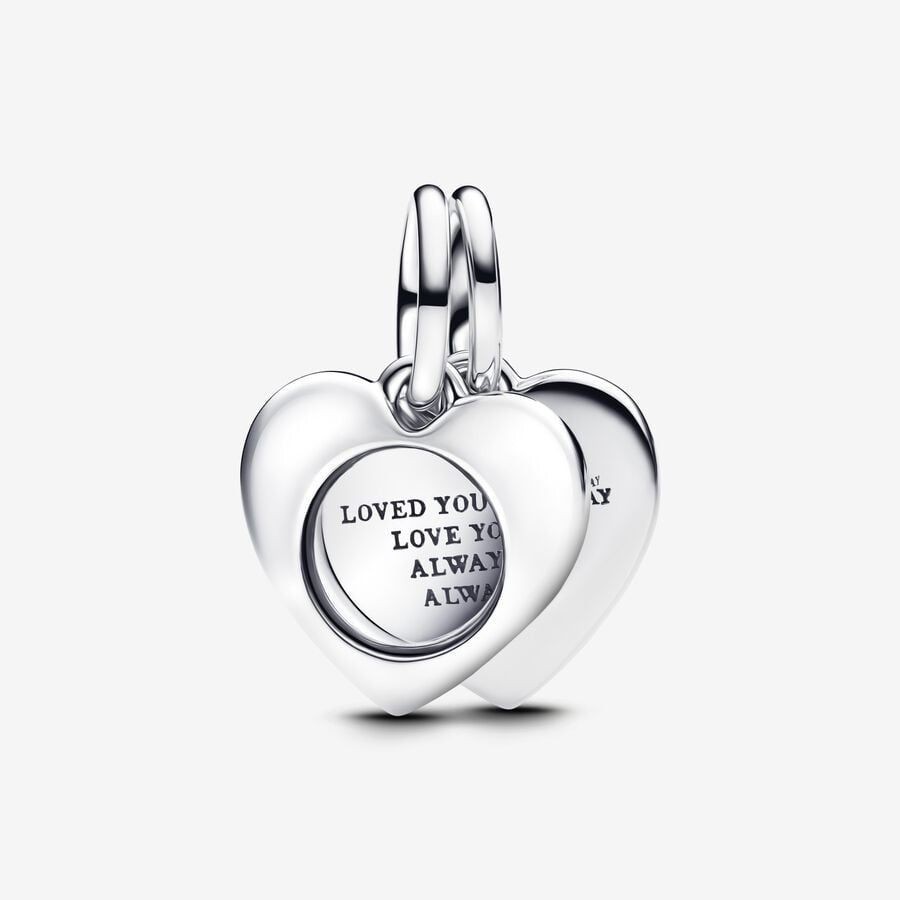 PANDORA Engravable Heart Magnifying Glass Double Dangle Charm 793671C00