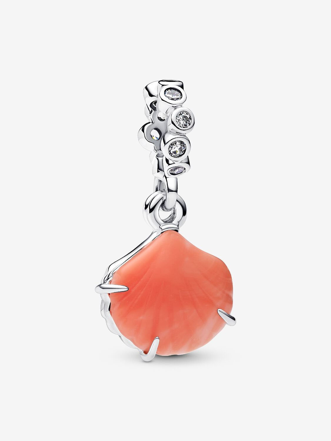 PANDORA Coral-coloured Shell Double Dangle Charm silver 793821C01