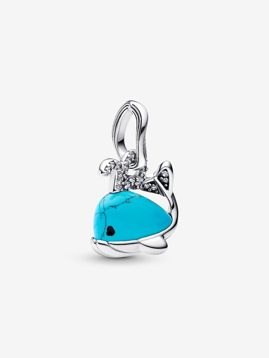 PANDORA Turquoise-coloured Whale Dangle Charm silver 793822C01