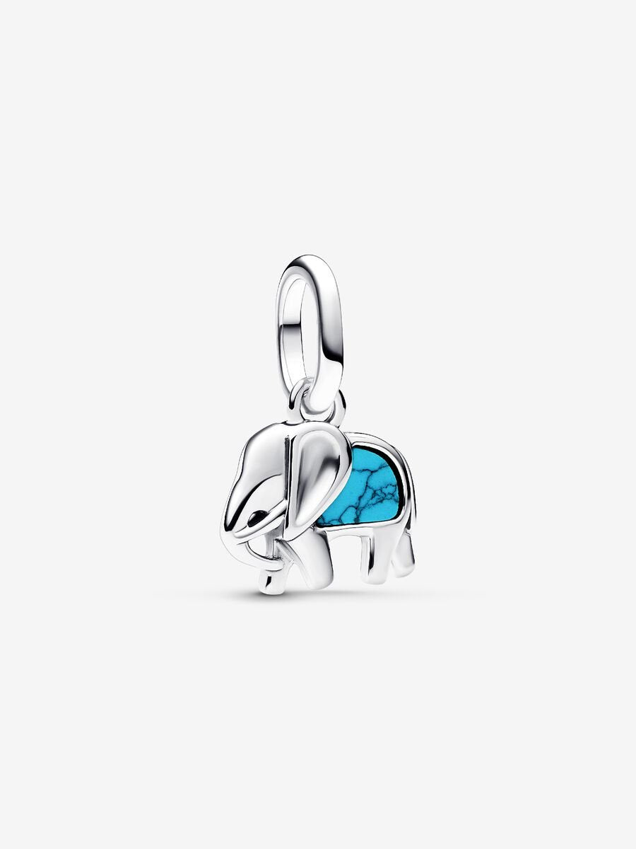 PANDORA Turquoise-coloured Elephant Mini Dangle Charm silver 793858C01