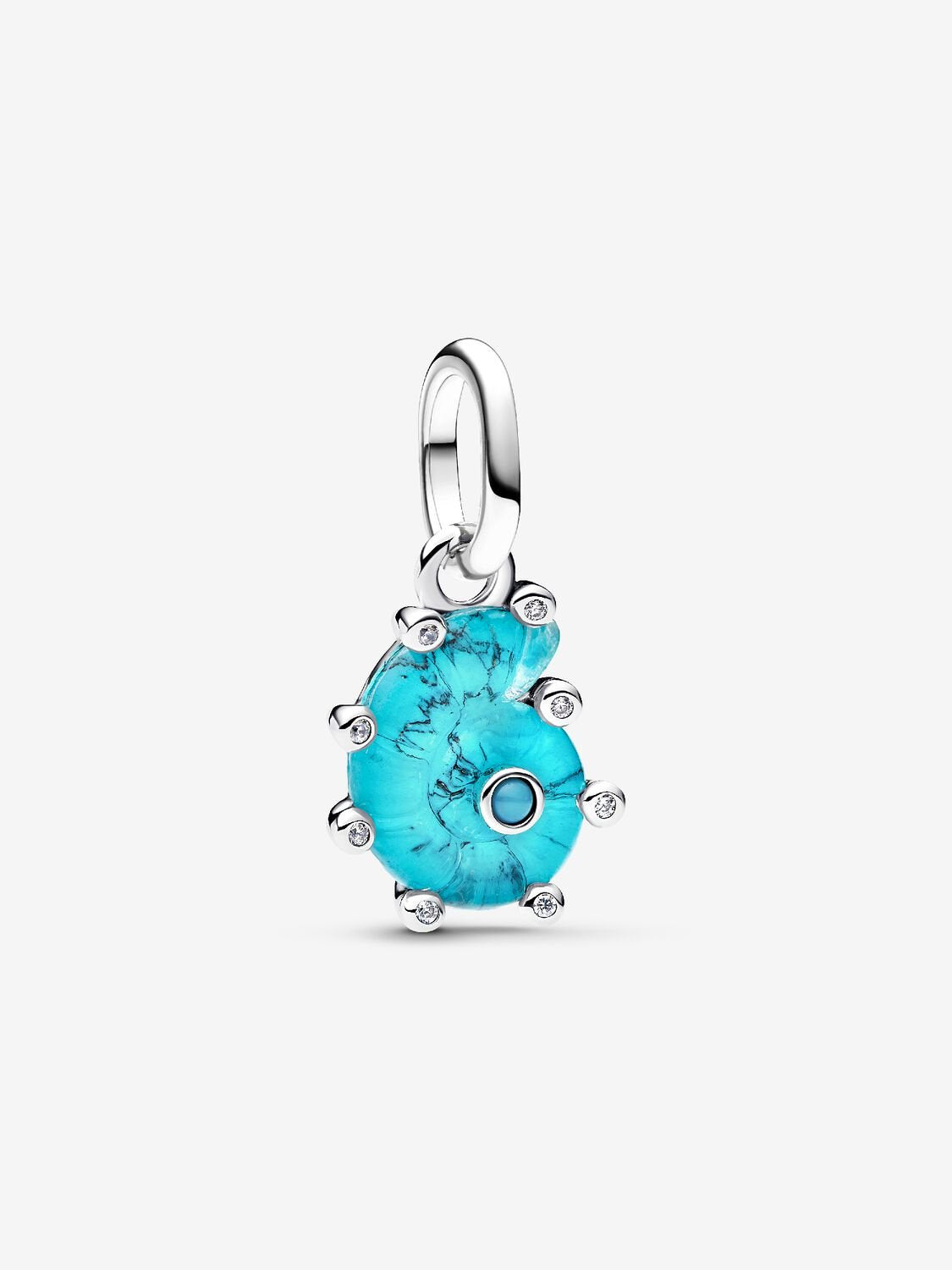 PANDORA Blue Murano Glass Sea Snail Dangle Charmsilver 793900C01
