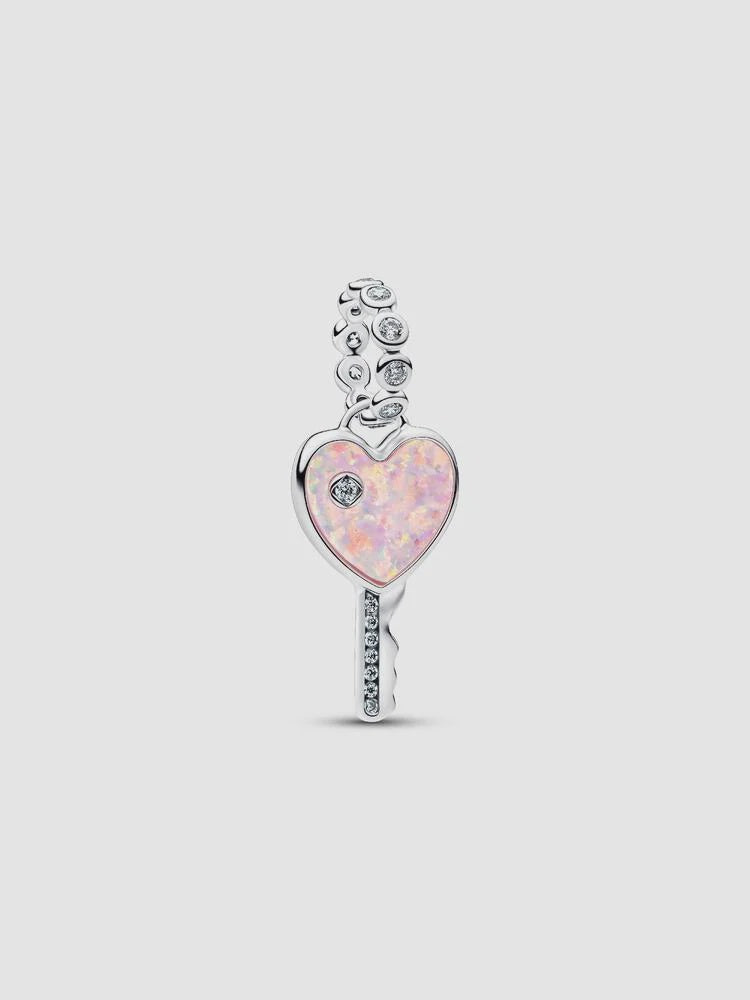 PANDORA Opalescent Heart Key Dangle Charm Sterling silver 794427C01