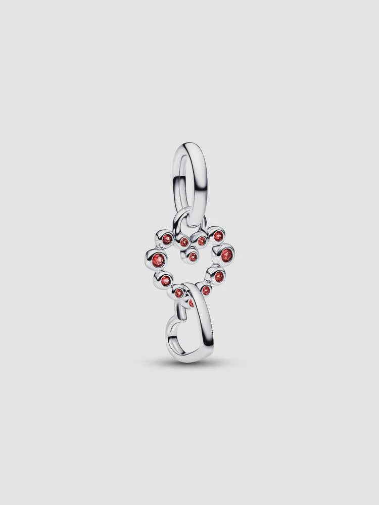 PANDORA Connected Hearts & Red Stones Dangle Charm Sterling silver 794435C01