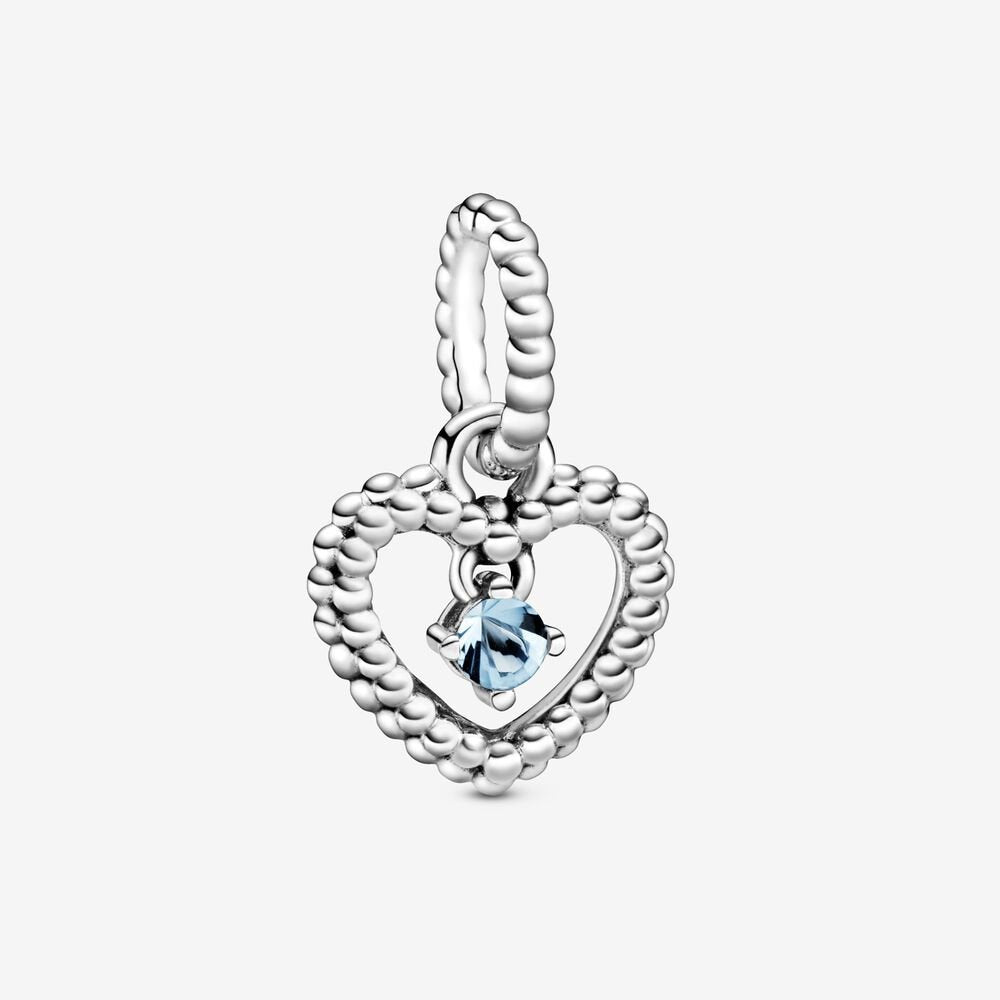 PANDORA March Birthstone Heart Dangle Charm 798854C01
