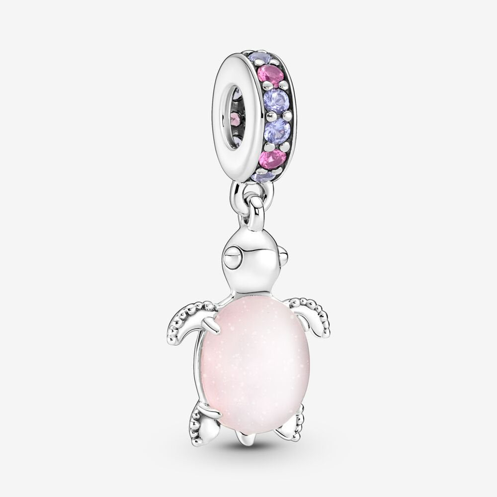 PANDORA Murano Glass Pink Sea Turtle Dangle Charm 798939C02
