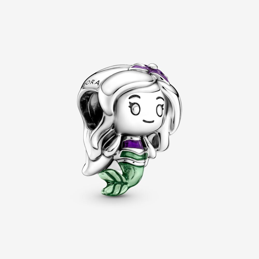 PANDORA Disney Ariel Silver Charm Purple & Green 799508C01