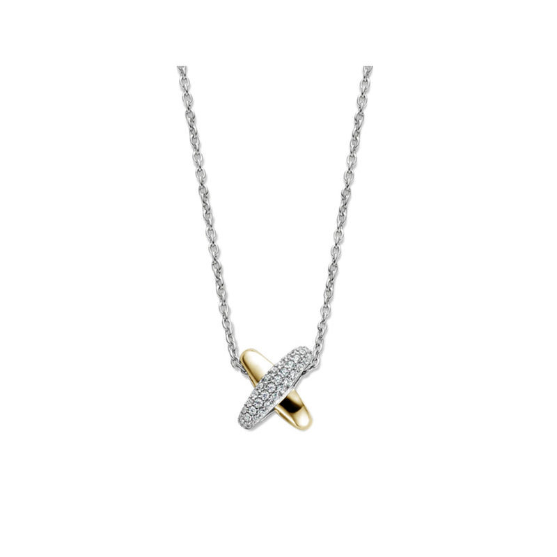 Ti Sento Two Tone Cross CZ Necklace 34003ZY