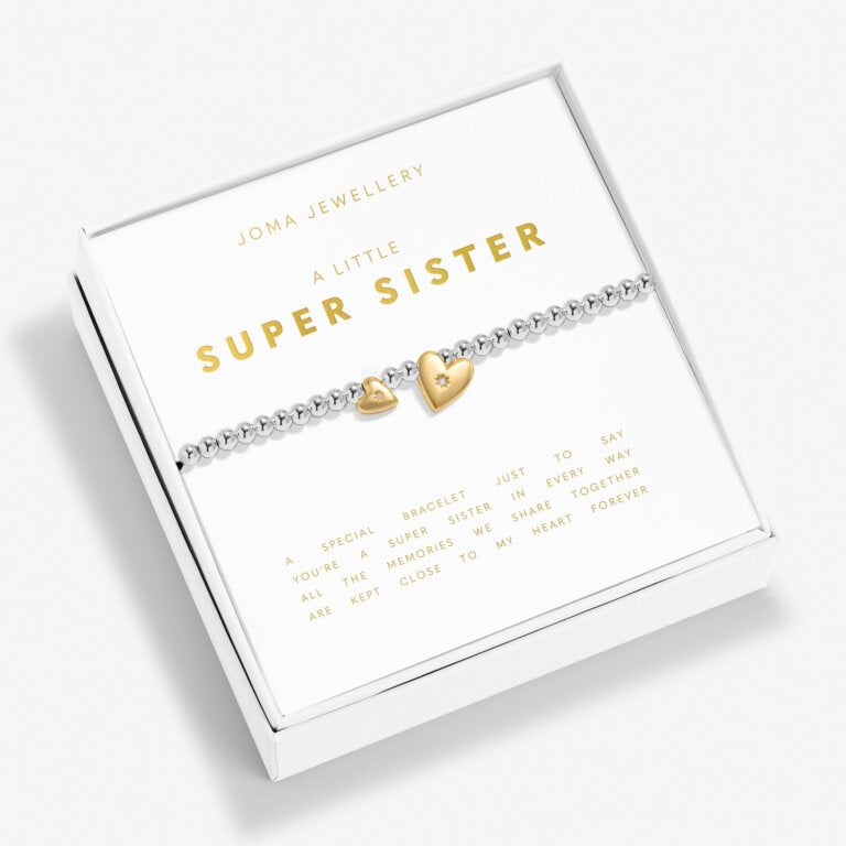 Joma Boxed A Little 'Super Sister' Bracelet In Silver And Gold Plating 8188
