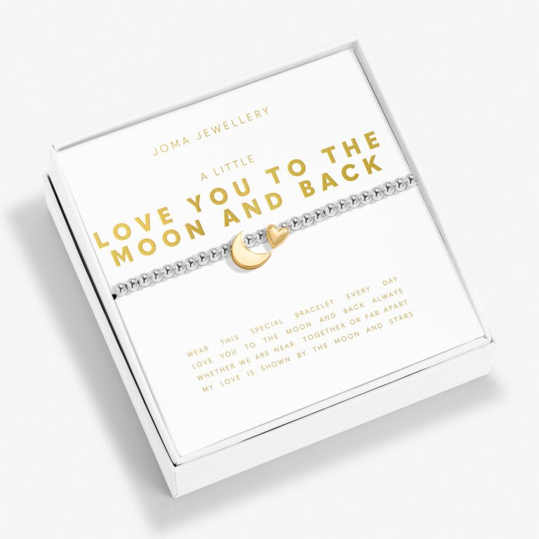 Joma Boxed A Little 'Love You To The Moon' Bracelet In Silver And Gold Plating 8193