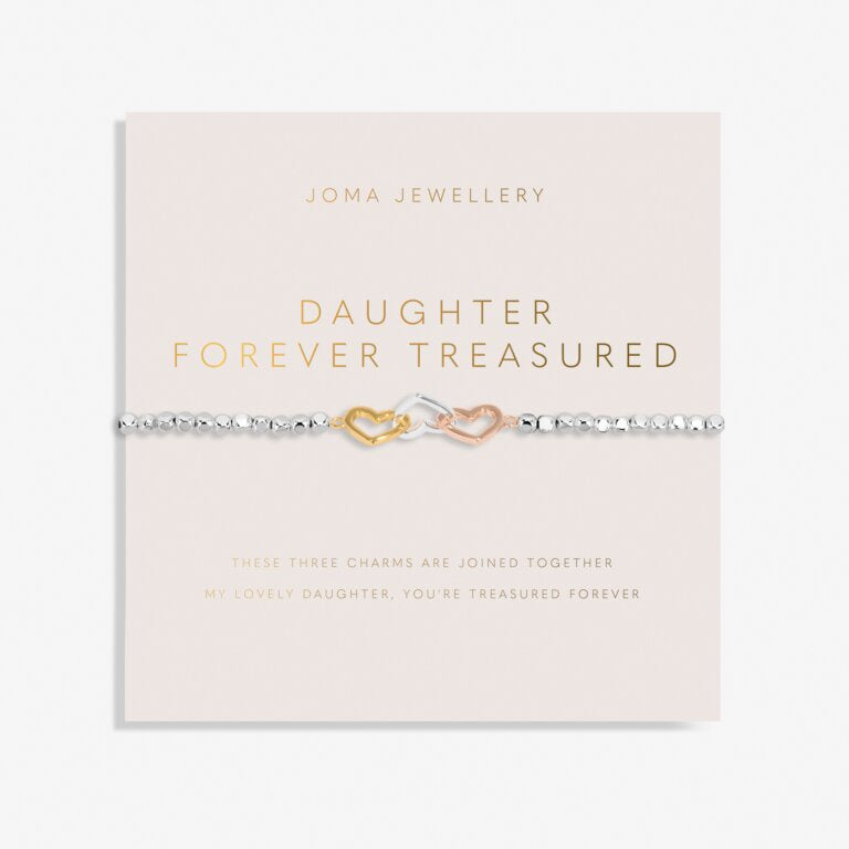 Joma Forever Yours 'Daughter Forever Treasured' Trio Bracelet In Silver, Gold And Rose Gold Plating 8282