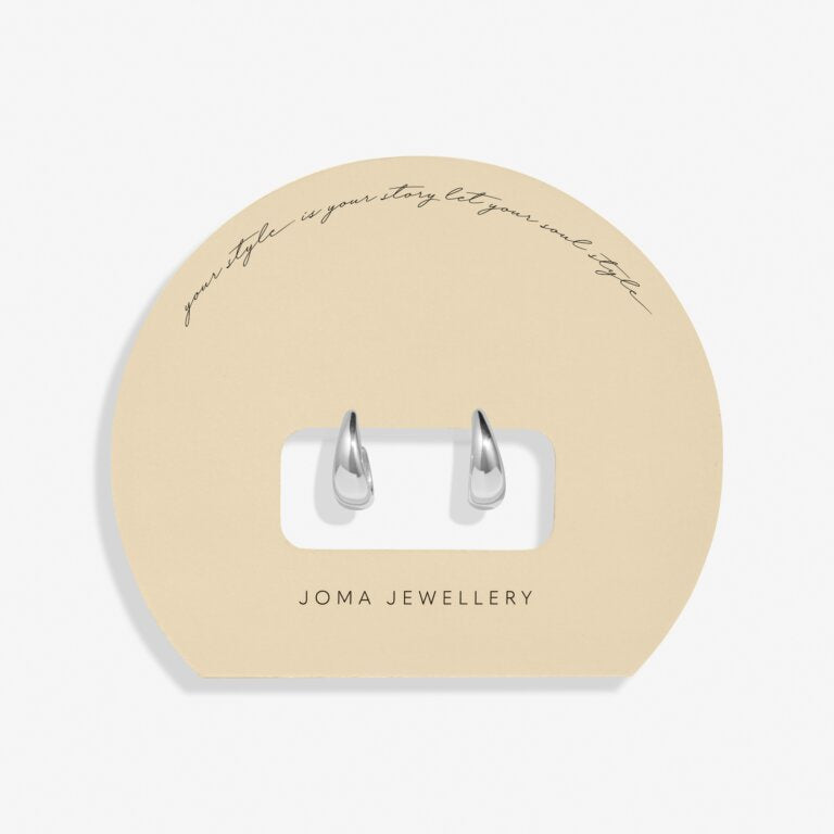 Joma Soul Shine Tapered Hoop Earrings In Silver Plating 8476