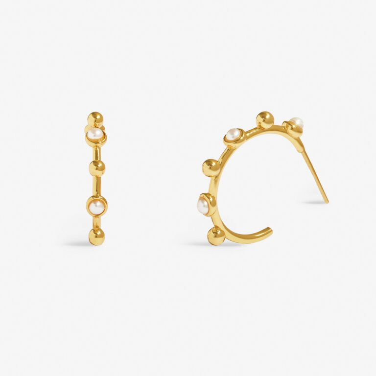 Joma Soul Shine Beaded Pearl Hoop Earrings In Gold Plating 8478