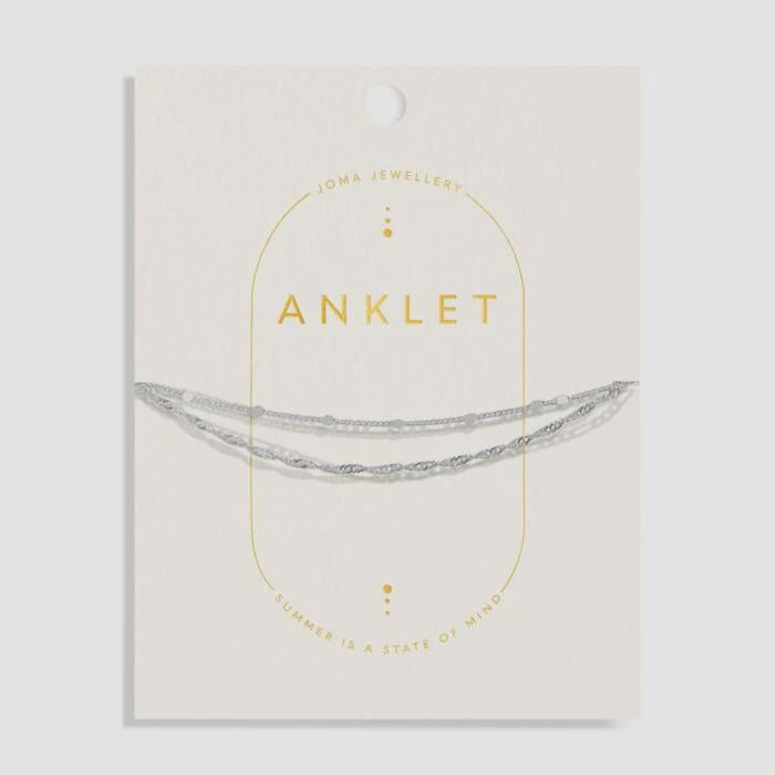 Joma Layered Twist Anklet in Silver Plating 8532