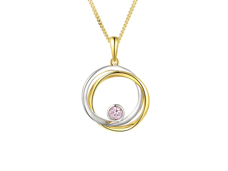 9ct Gold Pink Sapphire Circle Pendant