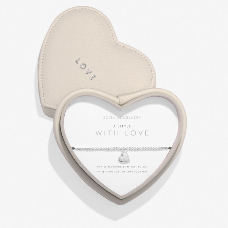 Joma Heart Jewellery Box with 'With Love' A Little Bracelet In Silver Plating 8740
