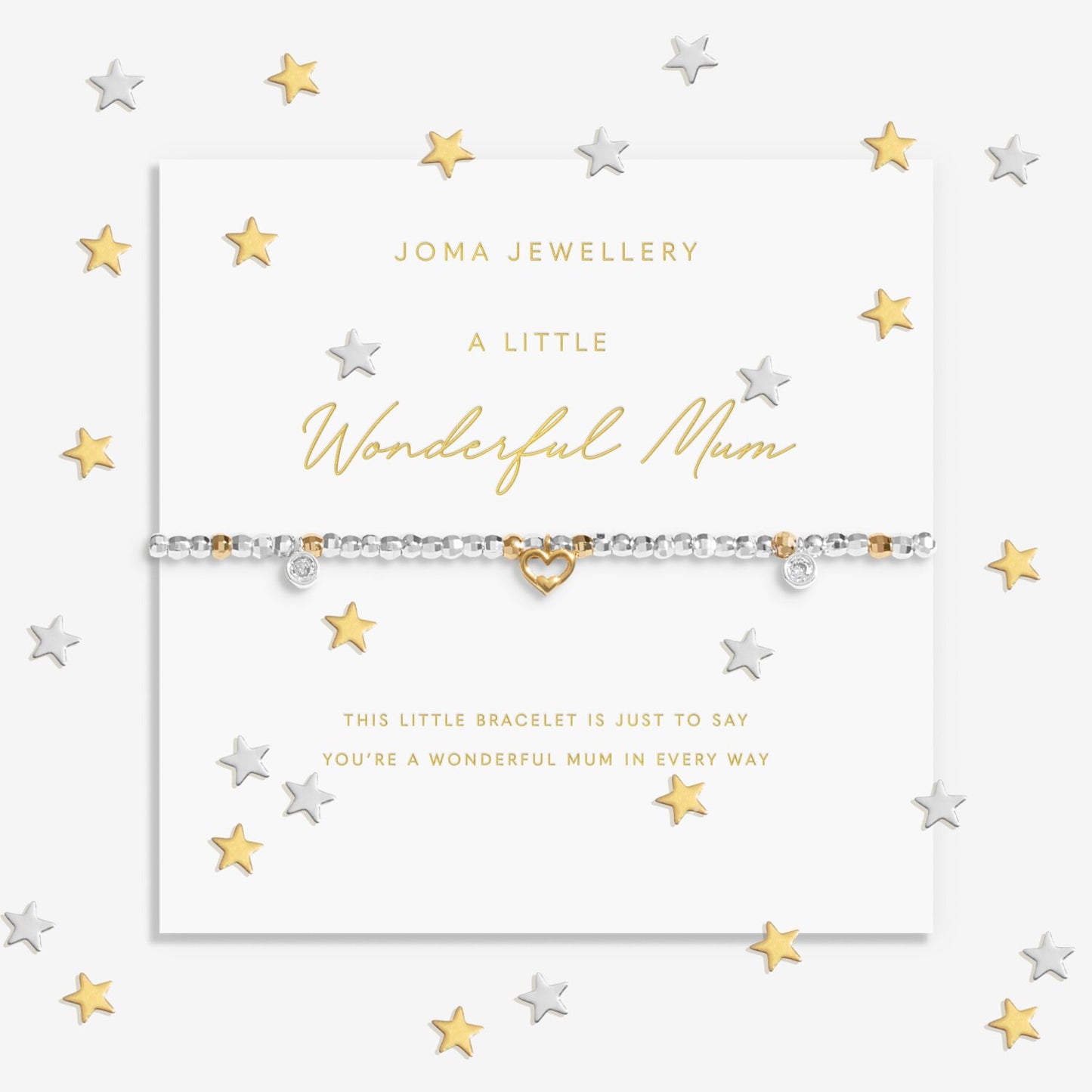 Joma Sparkle Confetti A Little 'Wonderful Mum' Bracelet In Silver And Gold Plating 9166