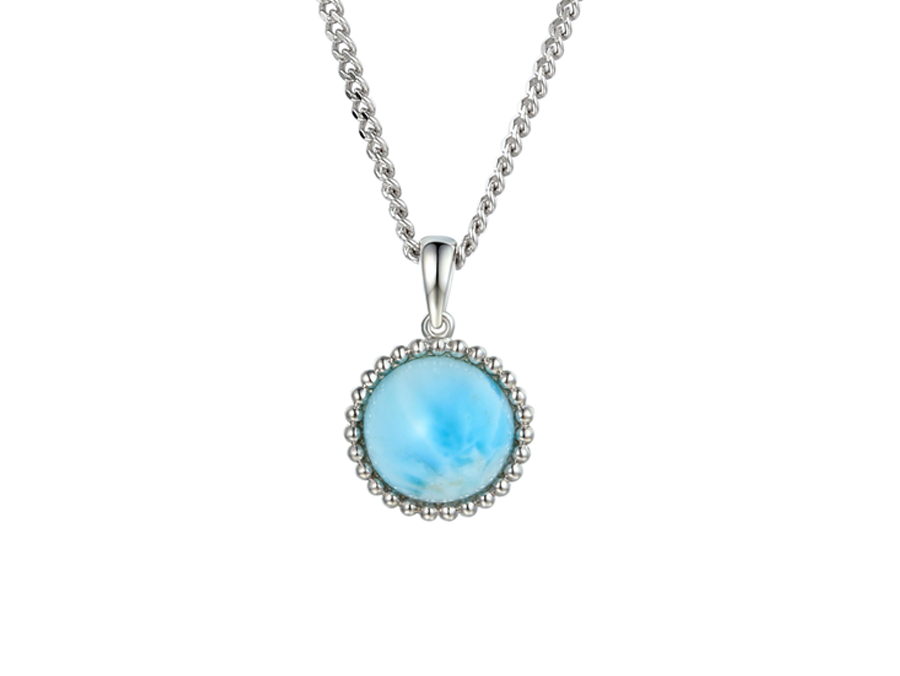 Silver Larimar Rope Edge Pendant