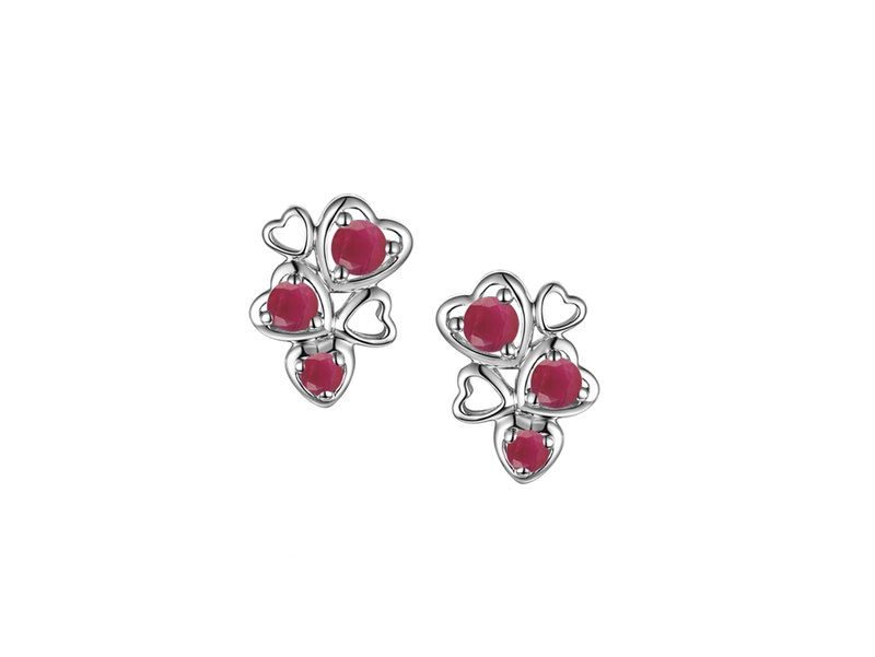 Amore Silver Multi Heart Ruby Earrings