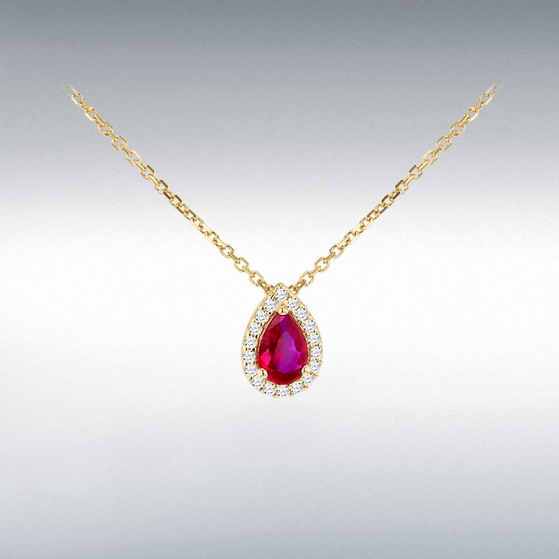 9ct Gold Red Cubic Zirconia Necklace