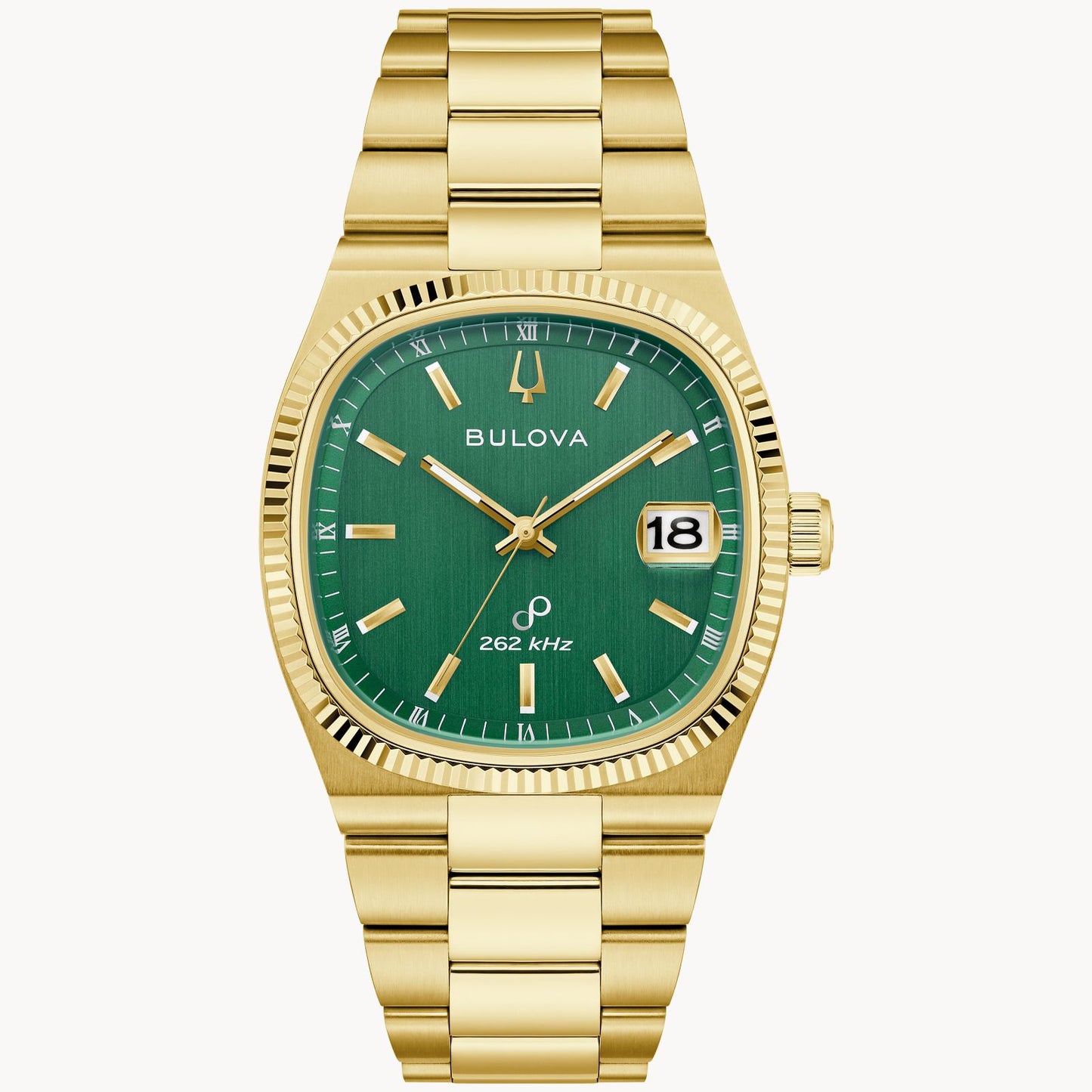 Bulova Super Seville Gold Tone Green Dial Watch 97B237