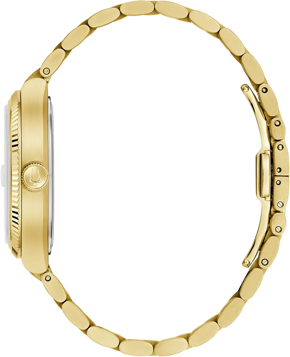 BULOVA Gents Super Seville Gold Tone Watch Black Dial 97B246