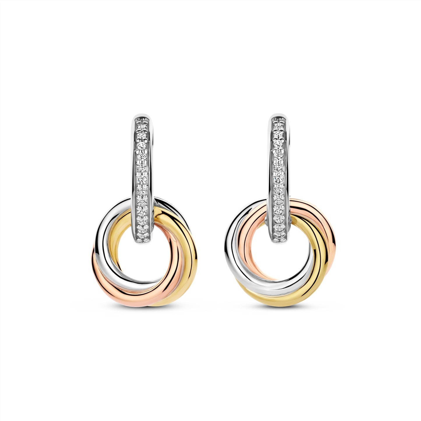 Ti Sento Tri Colour CZ Hoop Earrings 7857ZT