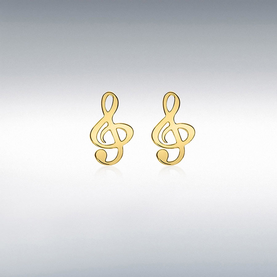 9ct Yellow Gold 5mm x 8.5mm 'Treble Clef' Stud Earrings 1.55.8439