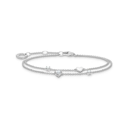 Thomas Sabo Silver Bracelet with Hearts and White Stones A2057-051-14