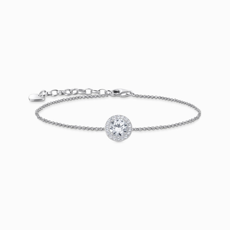 Thomas Sabo Silver bracelet with halo pendant and white zirconia A2166-051-14