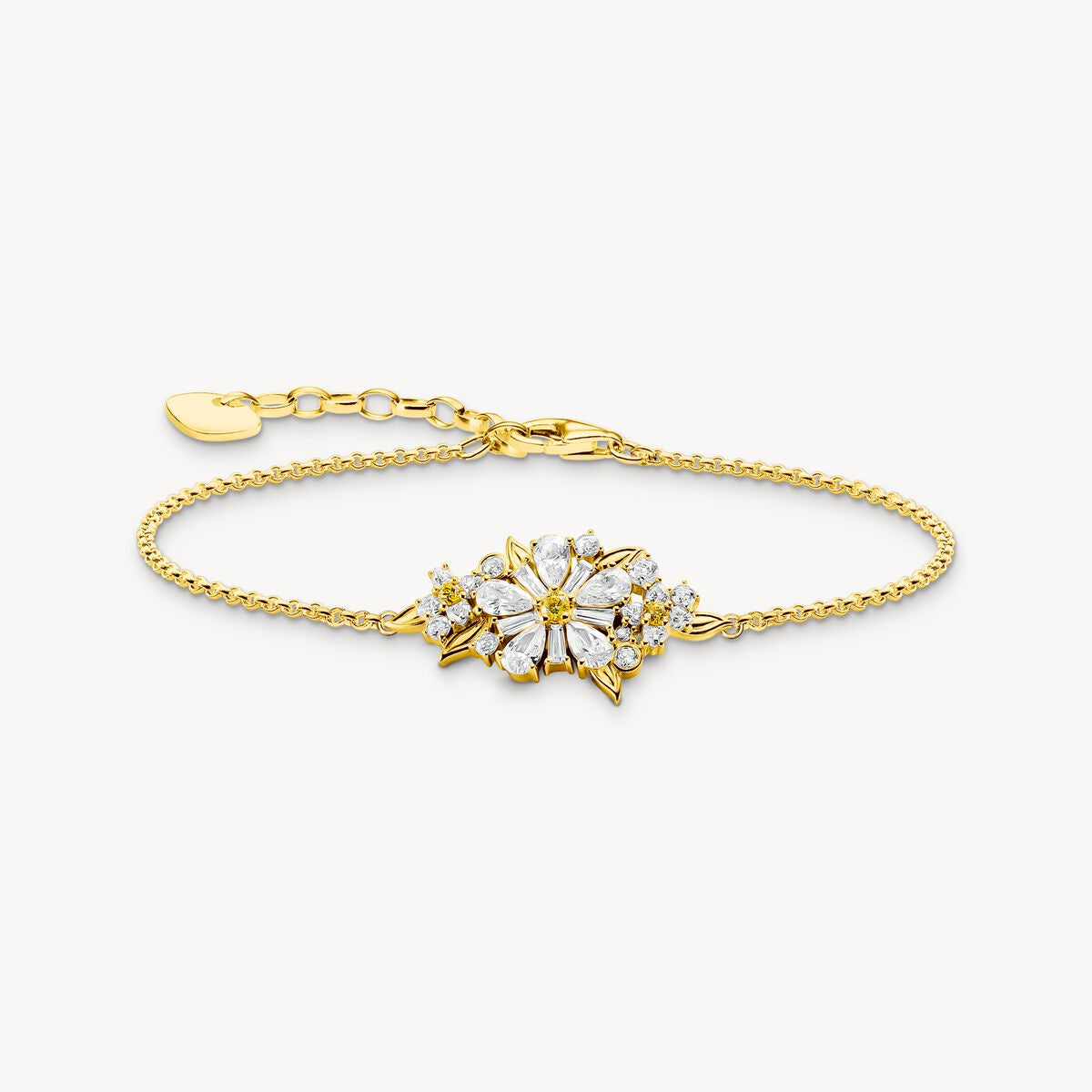 Thomas Sabo Gold Plated Flower Bracelet Lovely Daisy with Stones A2201-414-4