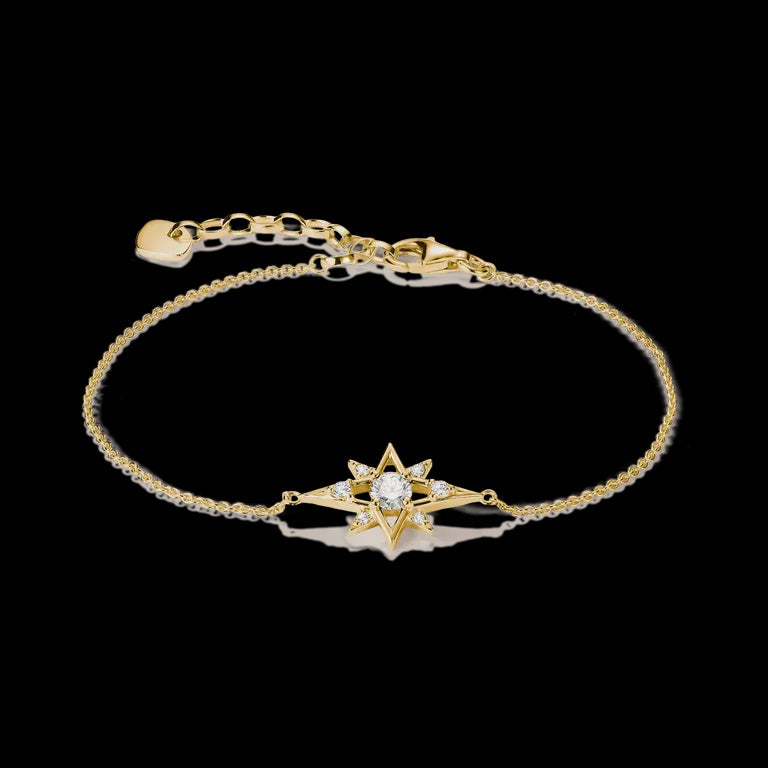 Thomas Sabo Star Bracelet with white zirconia 18k gold plated A2246-M01-14