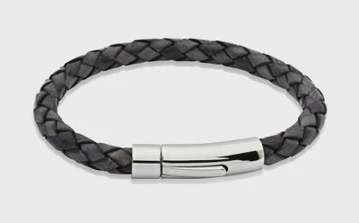 Unique & Co Antique Black Leather bracelet A40ABL/23cm