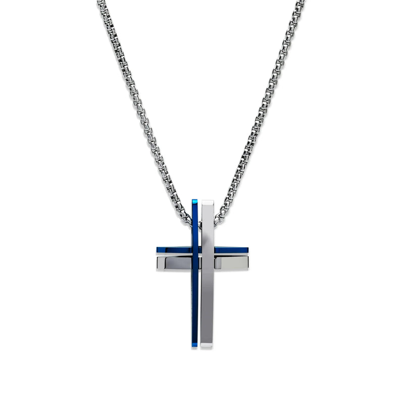 Unique & Co Stainless Steel Pendant with Blue IP Plating & Chain AN-114/50CM