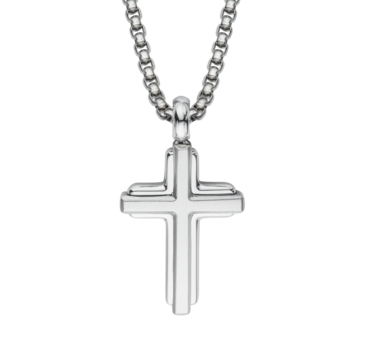 Unique & Co Stainless Steel Matte Cross Pendant and Chain AN-168/50cm